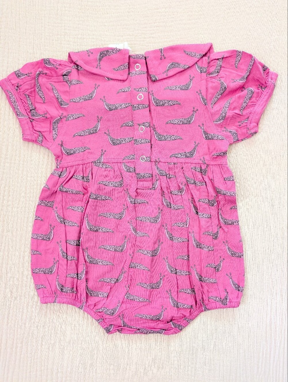 NWT 3-6m Kate Quinn short sleeve peter pan bubble romper pink slug party bamboo - Picture 4 of 5